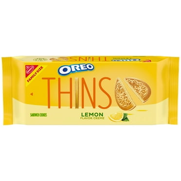 OREO Thins Lemon Creme Crunchy Sandwich Cookies, Baked, 11.78 oz Shelf Stable Plastic Tray