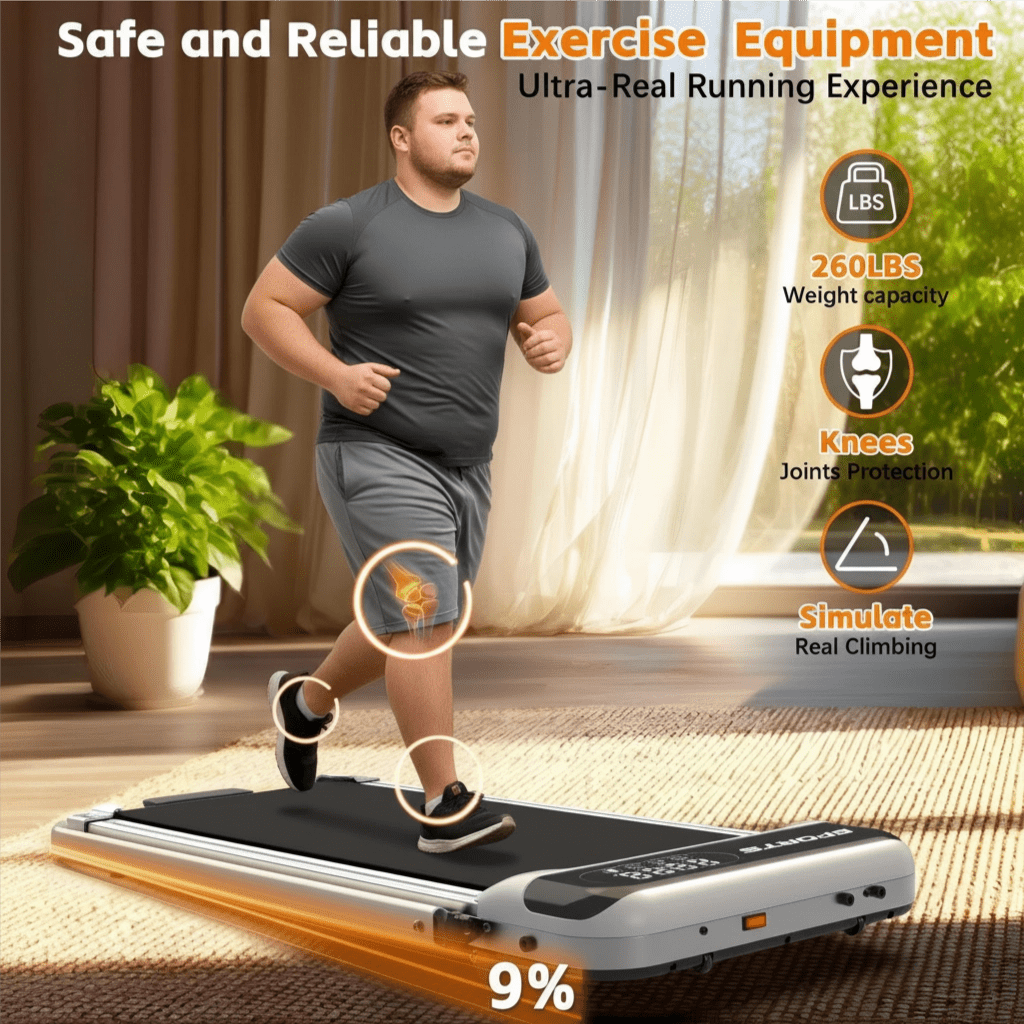 4 in 1 Treadmill Under Desk 0.6-5.0 MPH Foldable Walking Pad, Incline Knee Friendly LED Quiet Portable Treadmill For Home Office, Silver