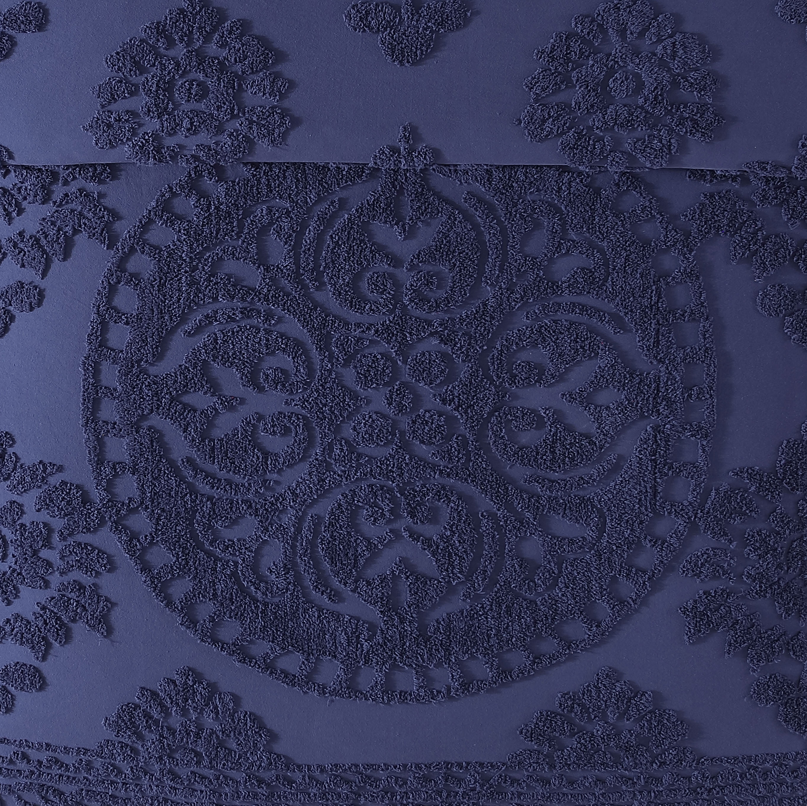 Beatrice Home Fashions Medallion Chenille Standard Sham Navy