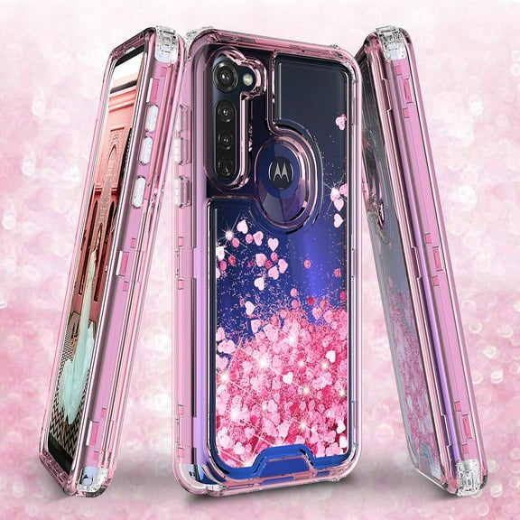 Case for Moto G Stylus/Moto G Pro Case Liquid Glitter Waterfall Heavy Duty Shockproof for Girls Women Cover - Clear