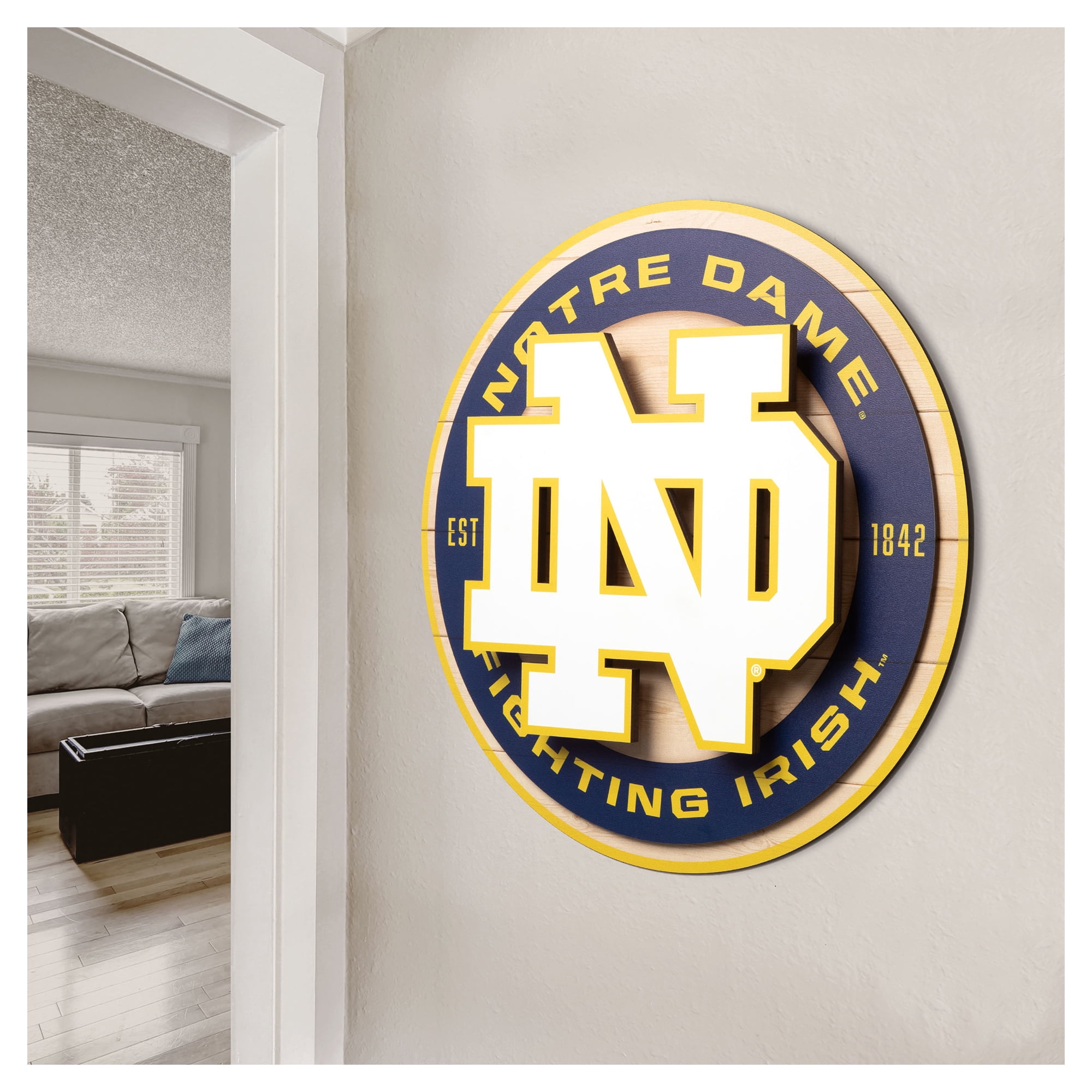 IDNA Notre Dame Fighting Irish 15" x 15" 3DX Logo Circle Backer Wall Art