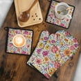 thumbnail image 5 of Pioneer Flower Kitchen Oven Mitt and Pot Holder Sets 4 Pcs for Baking, Cooking and Grilling, Heat Resistant Up To 392 °F, 5 of 7