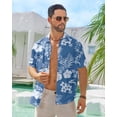 thumbnail image 3 of Camisa hawaiana de manga corta BOJIN, sin arrugas, azul, talla L, 3 of 5