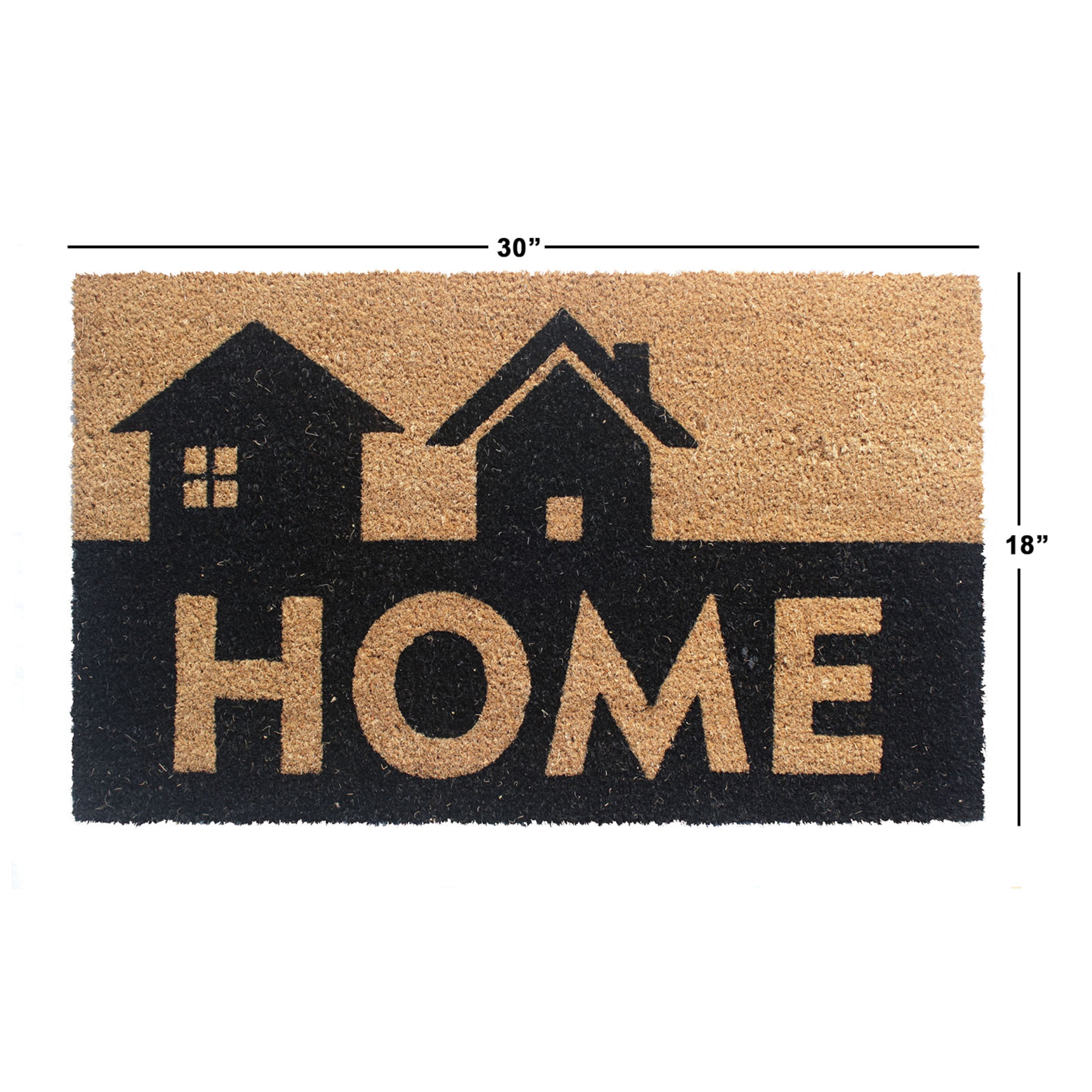 RugSmith Black Machine Tufted Home Silhouette Doormat, 18"x30"