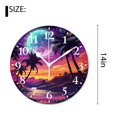 thumbnail image 2 of 14 Inch Wall Clock Battery Operated Silent Clock Decorative for Office, Kitchen, Outdoor, Living Room，Island Py Full Moon Sky Above Coconut Palm Trees Beach Creative, 2 of 4