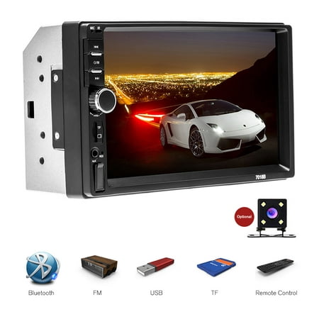 Double Din Car Radio Car Video Player 7'' HD Player MP5 Touch Screen Digital Display Bluetooth Multimedia Build-in Autoradio FM AUX USB SD Function with steering wheel