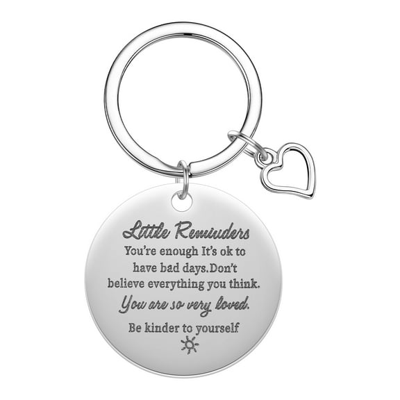Little Reminders Key Chains Stainless Steel Pendant Keyring Daily Affirmation Inspiration Motivational Heart Gift Keychain