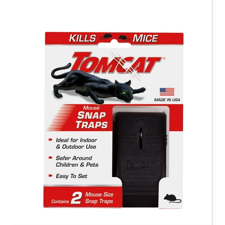 Tomcat Mouse Snap Traps, Contains 2 Traps, No-Touch Disposal, Easy to Set