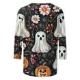 thumbnail image 4 of Womens 3/4 Length Sleeve Shirts Halloween Blouses Fashion Halloween Printed Plus Size Tunic Tops Blouses Fall Casual Round Neck Pullover Halloween Holiday Costume TShirt, 4 of 5