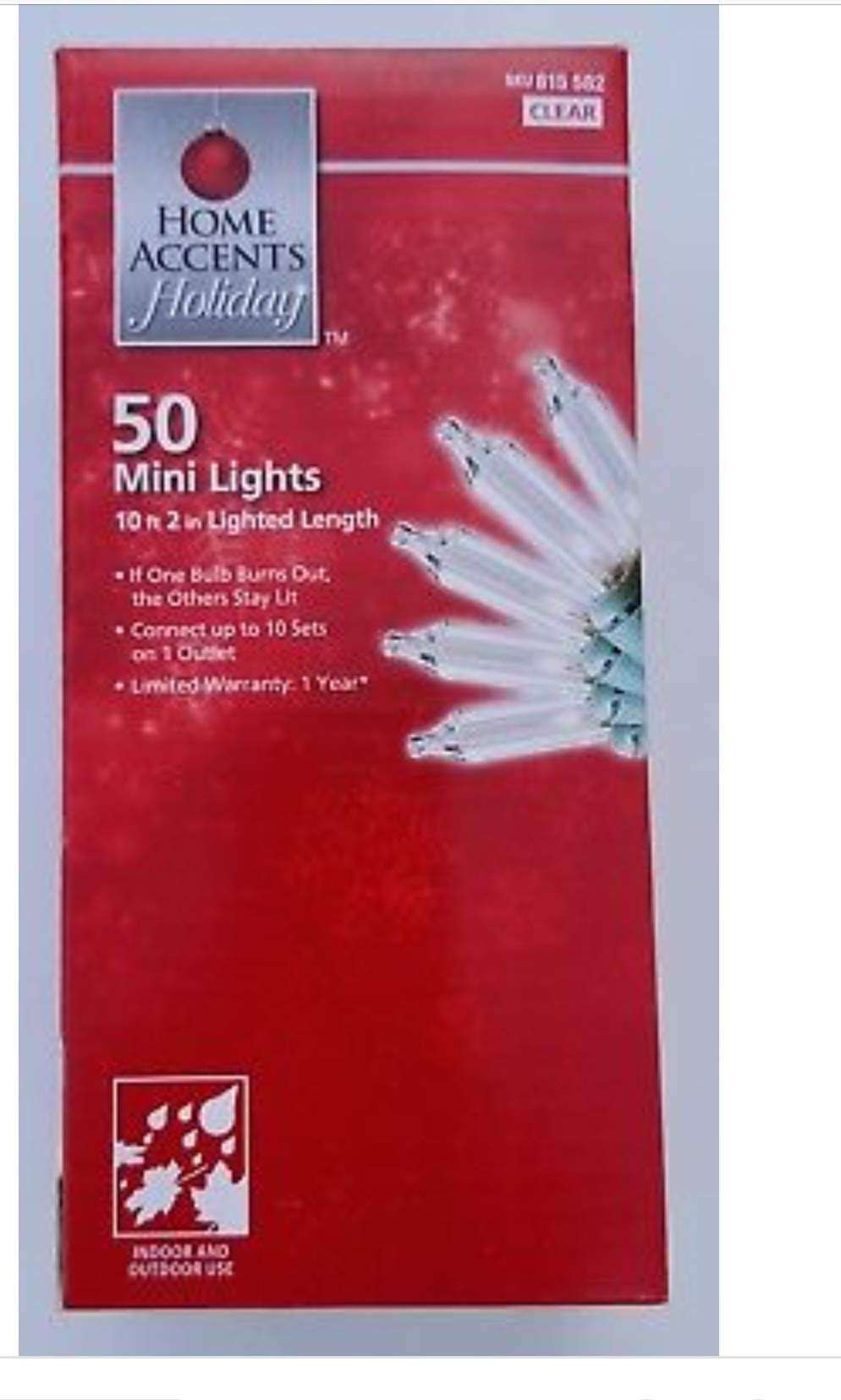 2Pks Home Accents 50 Clear Mini String Lights Christmas Wedding Indoor Outdoor 