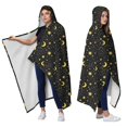 thumbnail image 2 of Wearable Blanket,Black Star Moon Pattern Hooded Wearable Sherpa Blanket for Adults & Teens,Winter Poncho Shawl Wrap Cape Thick Warm,60"x80", 2 of 5
