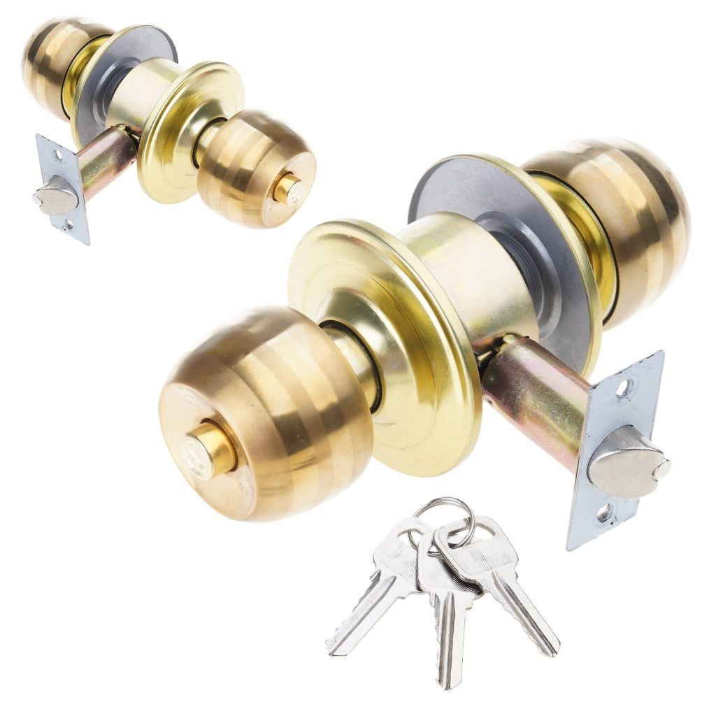 WINDLAND Zinc Alloy Round Door Knobs Knobset Entrance Lock Interior Door Handles