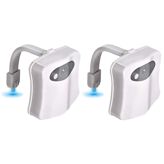 Toilet Night Light, Toilet Bowl Light, Motion Sensor Activated LED Night Light, 8-Color Light up for Bathroom Decor, Kids Bathroom Set Cool Stuff (2 Pack)
