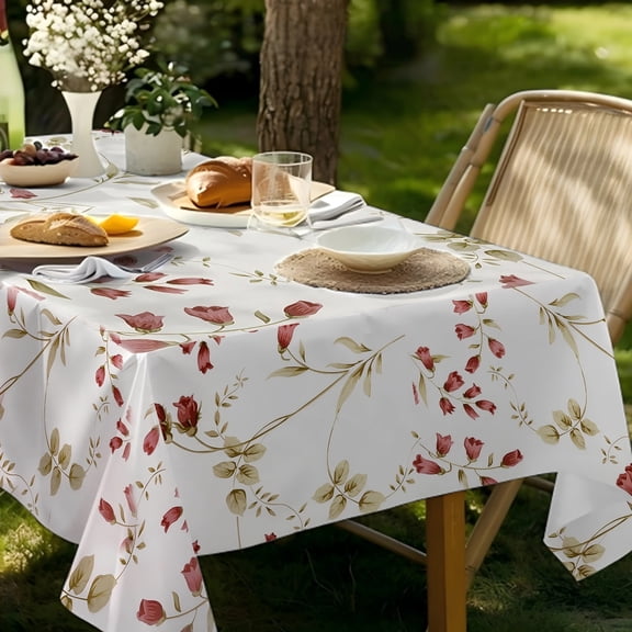 VEROLLY Waterproof Rectangle Tablecloth, Reusable PVC Plastic Table Cover, Easy Clean