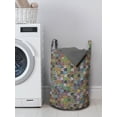 thumbnail image 3 of Leaves Laundry Bag, Graphic Foliage Motifs in Lively Colors on a Grey Background Abstract Nature Design, Basket with Handles Drawstring Closure for Laundromats, 13" x 19", Multicolor, by Ambesonne, 3 of 4