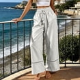 thumbnail image 4 of Karymi Shorts for Women Bohemian Ruffle Elastic High Waist Tassel Drawstring Wide Leg Pants, Solid Crochet Lace Trim Hem Long Trousers with Side Pockets Women's Clothing, 4 of 5