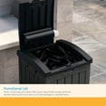 thumbnail image 5 of Suncast Trash Hideaway 39 Gallon Outdoor Trash Can Patio or Deck Waste Bin with Latching Lid, Liquid Tray, Handles, and Trash Bag Holder, Peppercorn, 5 of 9