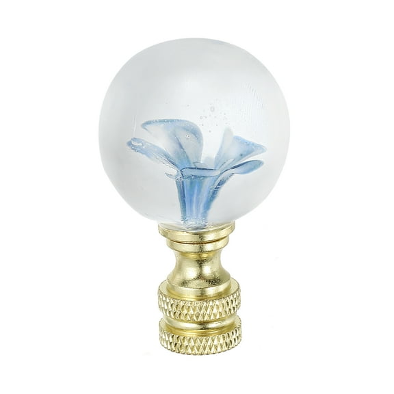 Uxcell 1/4-27 Lamp Finial Cap for Lampshade Harp Top, Cap Nut Screw Cap Knob Clear Spiral Ball Shaped Glass Lamp Shade Decoration for Table Floor Lamp, Yellow