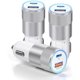 thumbnail image 1 of Chenchen 3-Pack Car Charger, 38W Dual Port Fast Charge PD & QC 3.0 Car Adapter Cigarette Lighter USB Plug for iPhone 16/15/14/13 Pro Max, iPad, Galaxy S25/S24/S23 and More (White), 1 of 1