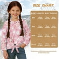 thumbnail image 7 of Xixirimido Cherry Blossom Pink Print Girls Long Sleeve Shirts Cute Kids Fashion Crew Neck Tunic Tops Tie-hem Tees for Fall Winter, Size 11-12, 7 of 7