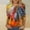 Orange, variant on Plus Size 3/4 Sleeve Tops for Women Western Aztec Print Tunic Shirts Casual Loose Blouses 2024 Fall Fashion Pullover