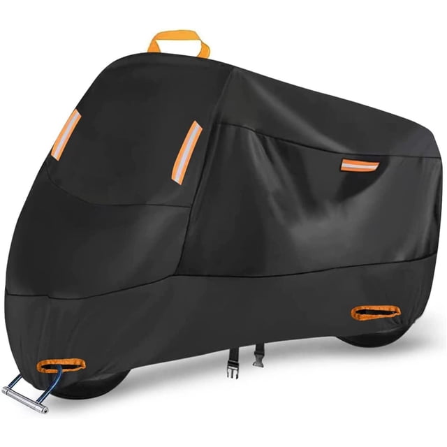 Funda para motocicleta pequeña de alta resistencia 210D, funda para scooter de protección exterior impermeable y duradera para todo tipo de clima, con bolsa de almacenamiento con orificio para cerrad