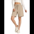 thumbnail image 1 of Pantalones Cortos Holgados con Bolsillos para Mujer, Hasta la Rodilla, para Yoga, Caminar, Hacer Ejercicio, Informales Caqui S, 1 of 7