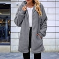 thumbnail image 6 of Women'S Long Sleeve Hooded Cardigan with Zipper Loose Plush Cardigan Jacket Women'S Plush Jacket Dark Gray S, 6 of 8