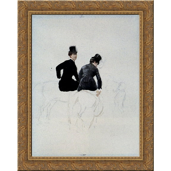 Amazzoni 24x20 Gold Ornate Wood Framed Canvas Art by Giuseppe de Nittis