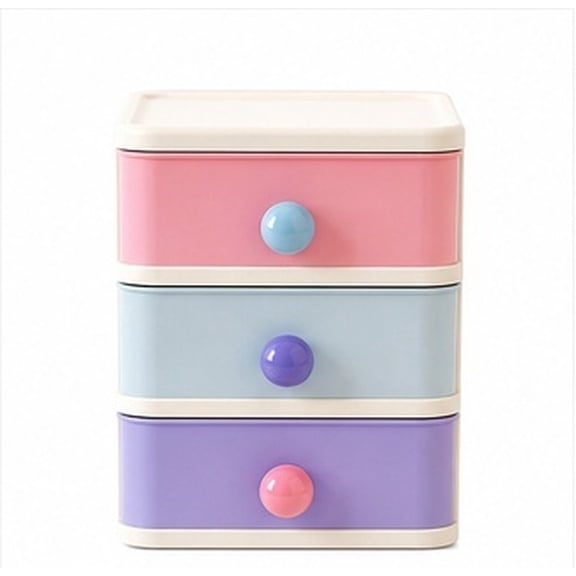 RENACLIPY Multi Color 3 Drawer Storage Box for Desktop Office and Vanity Organization