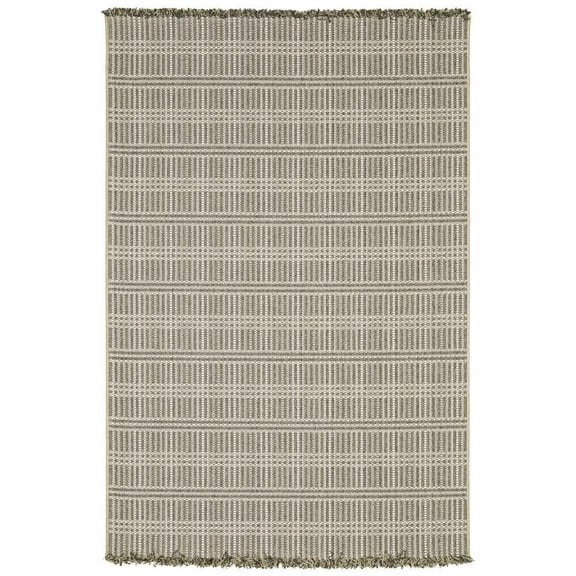 Oriental Weavers Gillian Beige/Black Outdoor Rug, 5'3" x 7'3", Water, Stain and Fade Resistant, Hose Clean