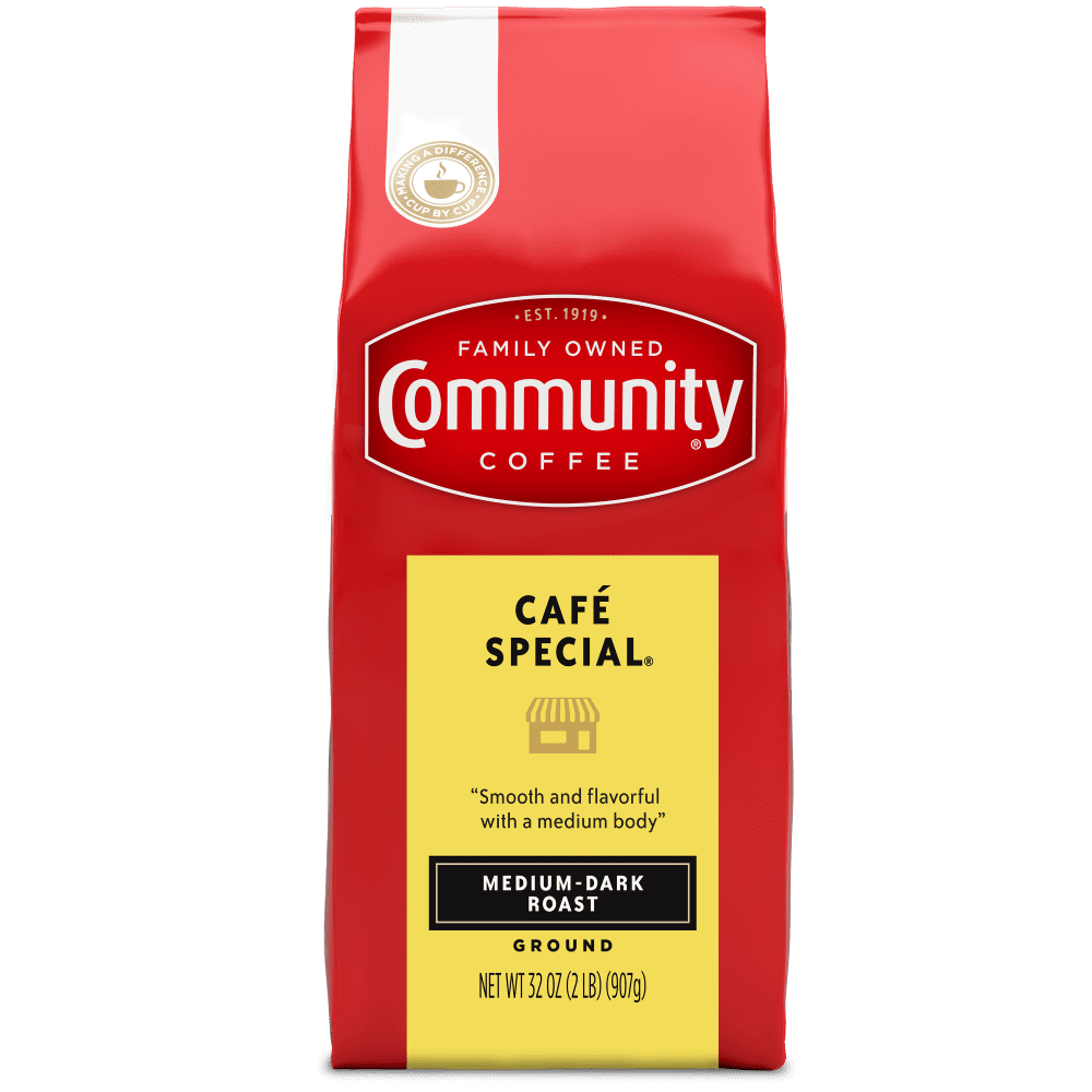 (4 pack) Community Coffee Café Special Medium-Dark Roast Ground 32 oz Gable Top