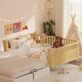 thumbnail image 4 of Queen Size Wood Platform Bed with Safety Rails, Low Profile Queen Bed Frame with Headboard and Footboard, Natural Wooden Bed, Easy Assembly, 4 of 18