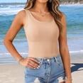 thumbnail image 3 of Female Breathable Stretch Camisole Tank Shirts with Pads Adjustable Straps Thin Strap Design for Travel Office Light Fitness Daily Wear Loungewear Home Relax Cami (Beige,4XL), 3 of 5