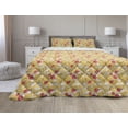 thumbnail image 1 of Fruit Comforter & Sham Bedding Set, Pattern with Leaves Figs and Flowers, 3 pcs Duvet Set Microfiber Filling Quilt, 5 Sizes, Dark Coral Earth Yellow, by Ambesonne, 1 of 4