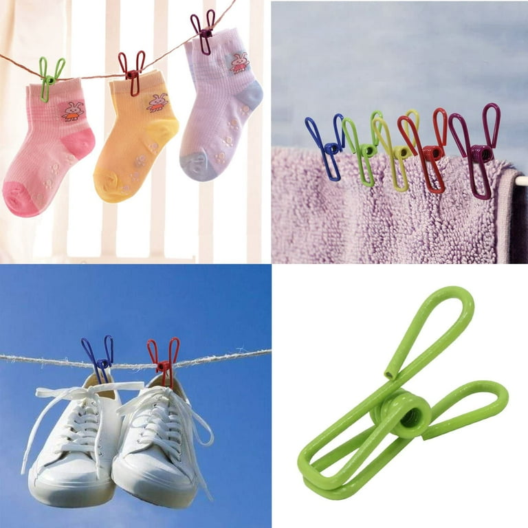 Clothespins Multi-Purpose Clothesline Utility Clips Assorted Colors Steel  Wire Clips Clothesline Clips Bag Sealer for Sealing Food, Kitchen Bags,  Paper Holder, Laundry Hanging and More 