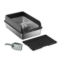 thumbnail image 7 of Garvee Large Top-Entry Cat Litter Box with Anti-Track Mat, Stainless Steel & PP Cover, Super Size 60x40x25cm,Black, 7 of 7