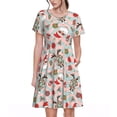 thumbnail image 1 of Balery Groovy Retro Santa Vestidos sueltos de manga corta para mujer, vestidos de verano 2025, vestidos casuales de corte A con vuelo., 1 of 6