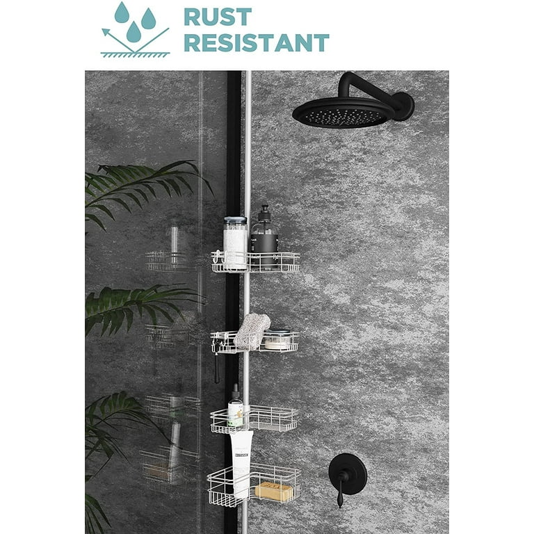 Zenna Home Tension Pole Rust Resistant Corner Shower Caddy in