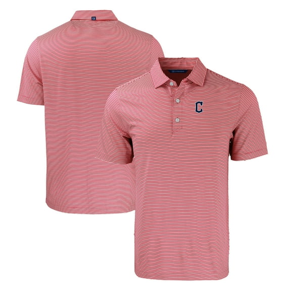 Men's Cutter & Buck Red/White Cleveland Guardians Forge Eco Double Stripe Stretch Recycled Polo