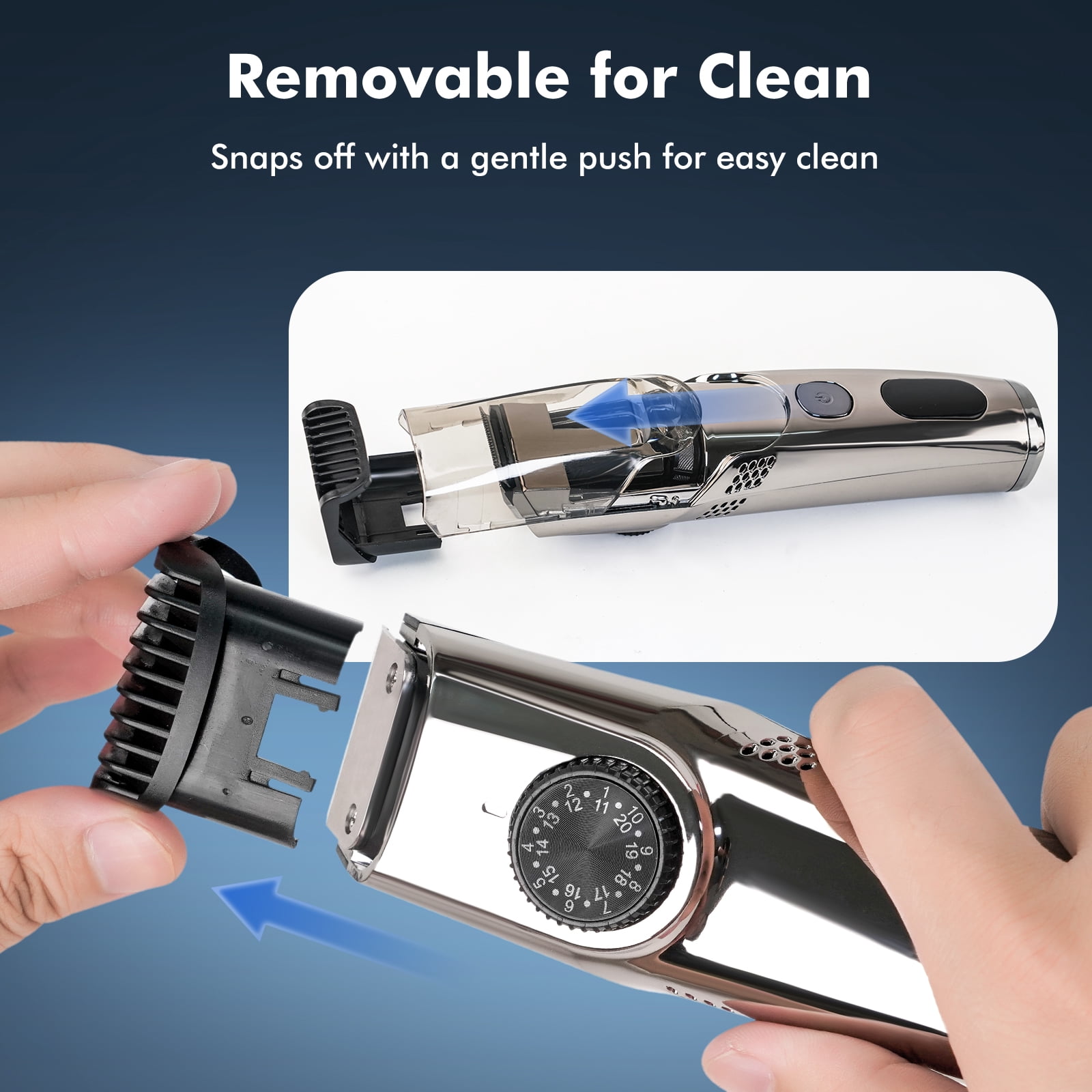 Prozing Vacuum Beard Trimmer for Men, Hair Clippers for Men with Adjustable Comb (1-20mm), Precision Blades Cordless Electric Razor for Mustache & Stubble, IPX6 Waterproof Grooming Shaver