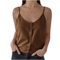thumbnail image 1 of Timegard Camisole Tops for Women Spaghetti Strap Scoop Neck Button Solid Color Casual Sleeveless Tee, 1 of 6