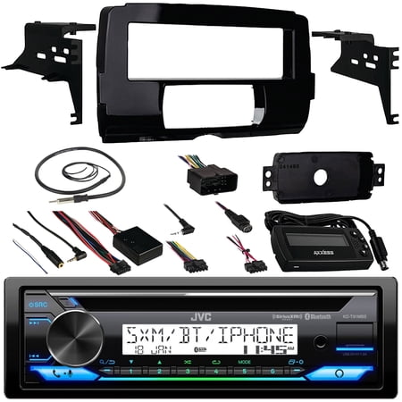 Audio Bundle For 2014 and Up Harley - JVC KD-T91MBS Marine Bluetooth Radio USB AUX CD MP3 Receiver Bundle Combo With Install Dash Kit, Steering Wheel Control Interface for Motorcycle, Radio Antenna
