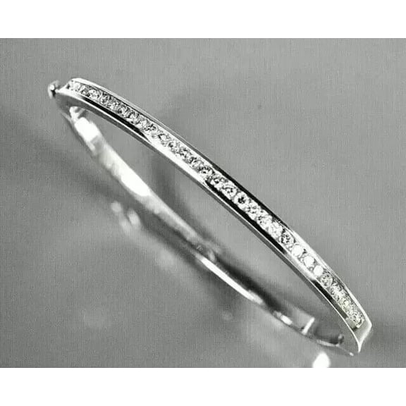 3Ct Round Cut 14K White Gold Plated Lab-Created Diamond Women's Bangle Bracelet