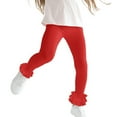 thumbnail image 3 of Eltusu Girls Leggings, Dance Ruffle Hem Stretch Elastic Waist Tight Pants Red Size 5-6 T, 3 of 8