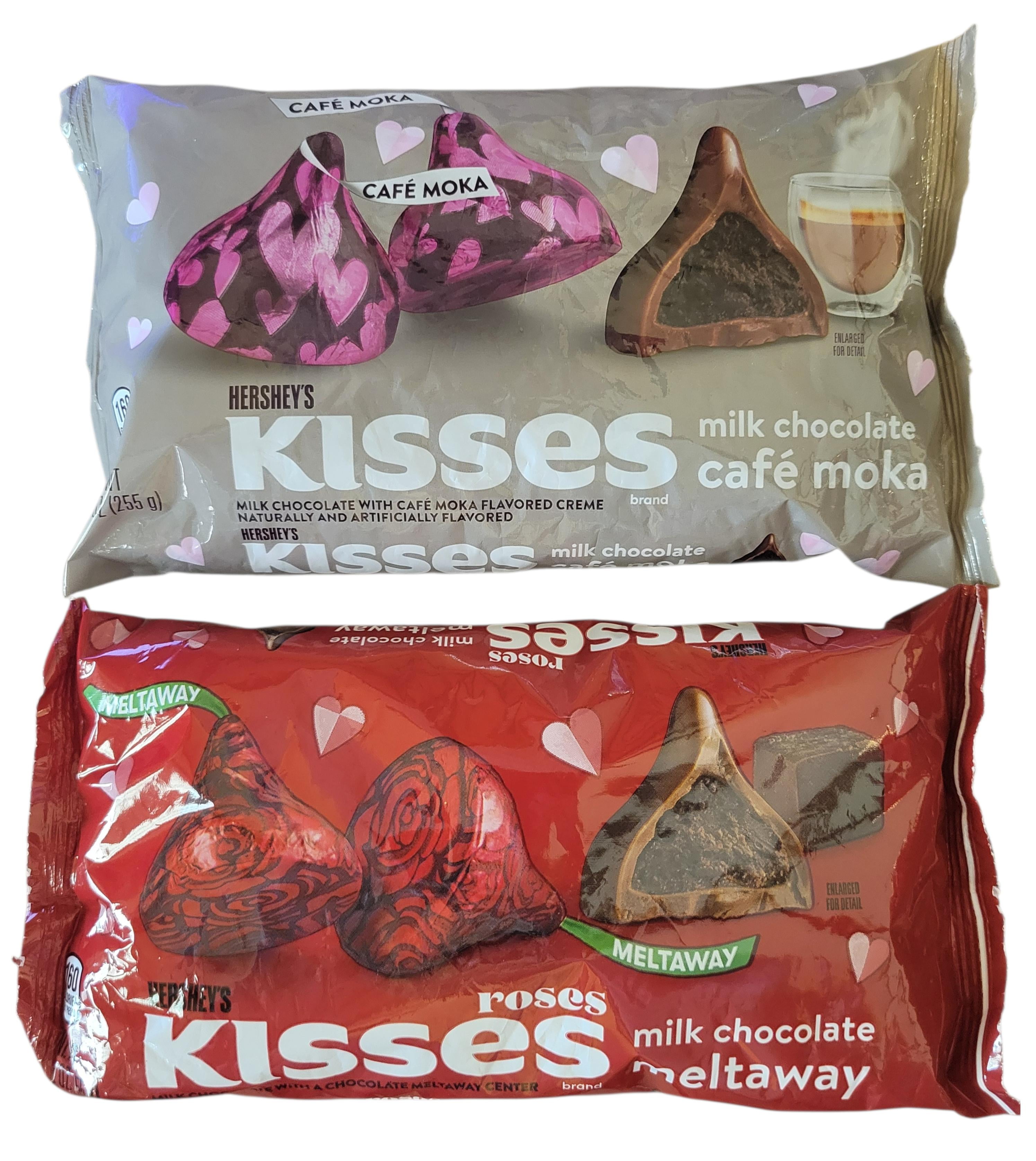 Valentine's Hershey's Kisses Multipack With 5 Unique Flavors: Café Moka (9oz), Roses Meltaway (9oz), Cherry Cordial (9oz), Chocolate Dipped Strawberry (9oz), and Hugs (10.1oz)