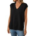 thumbnail image 1 of Chandail Sans Manches Col en V Tricoté Style Universitaire pour Femmes, 1 of 7