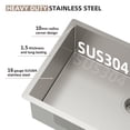 thumbnail image 3 of Stainless Steel Bar Sink, Handcrafted Undercounter Kitchen Sink, Commercial Grade Brushed Finish, 10*17Inches, 3 of 5
