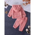 thumbnail image 3 of GYRATEDREAM Girl Pants Sets Two Pieces Outfit Kids Bear Ear Fuzzy Fluffy Hoodie Sweatshirt with Fleece Sweatpants 12M-5T, 3 of 7