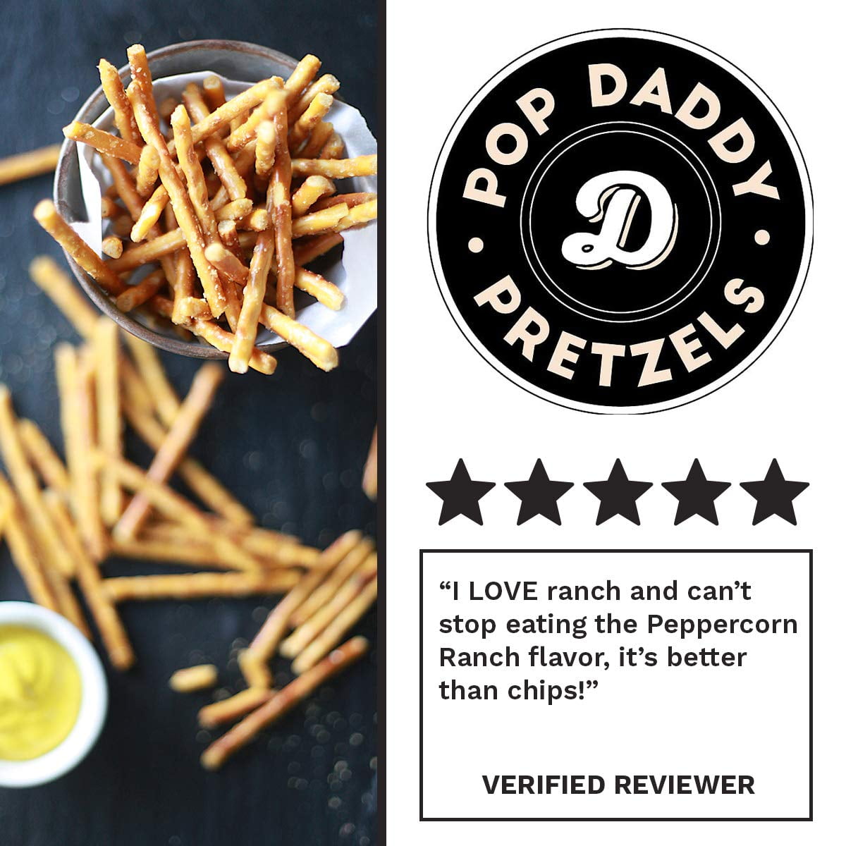 Pop Daddy (6) 7.5 oz Bags Gourmet Seasoned Pretzel Sticks 